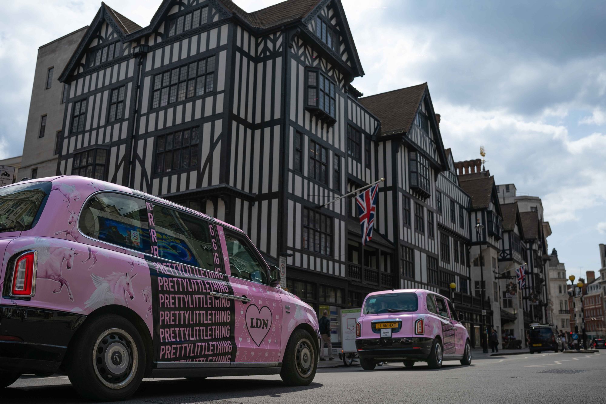Close-up interior detail of PrettyLittleThing branded taxi