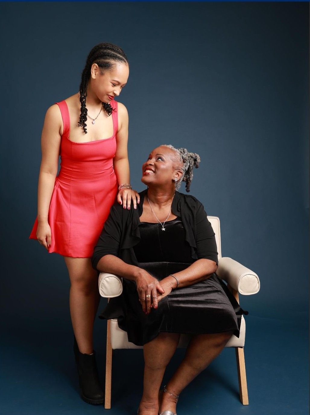 Studio portrait of two women together